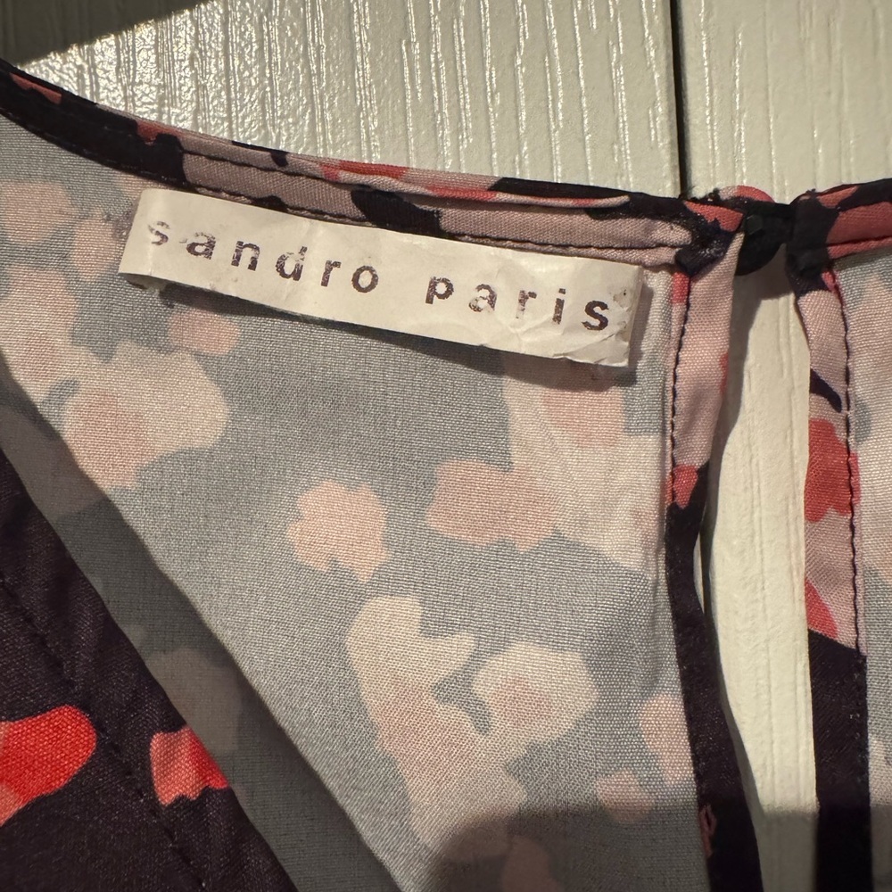 Sandro Paris Puff Sleeve Pink Abstract Print Blouse - Size S? - Picture 4 of 7